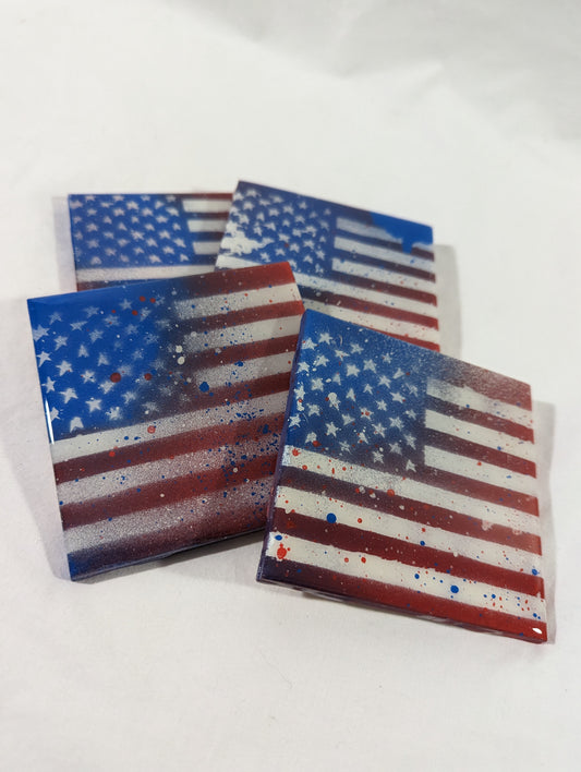 American Flag 4-Pack Ceramic Tile Coasters